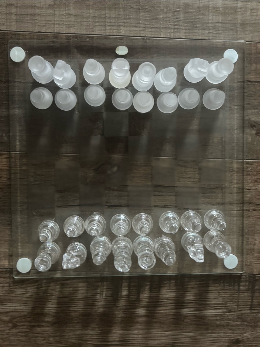 Clear Glass Chess Set with Frosted Pieces